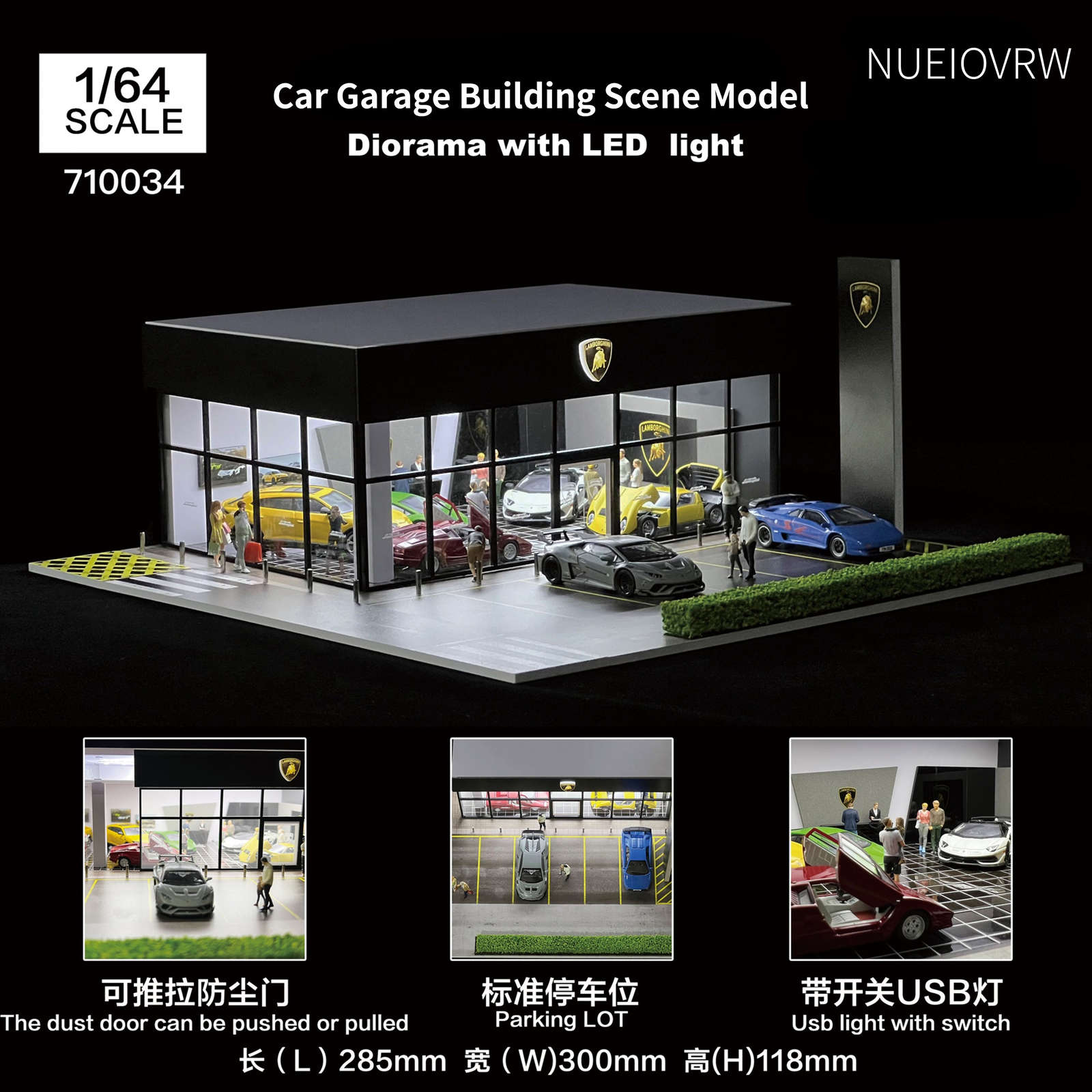 1/64 Scale Diorama Car Garage Model Backdrop Car Parking Lot Display Scene Model