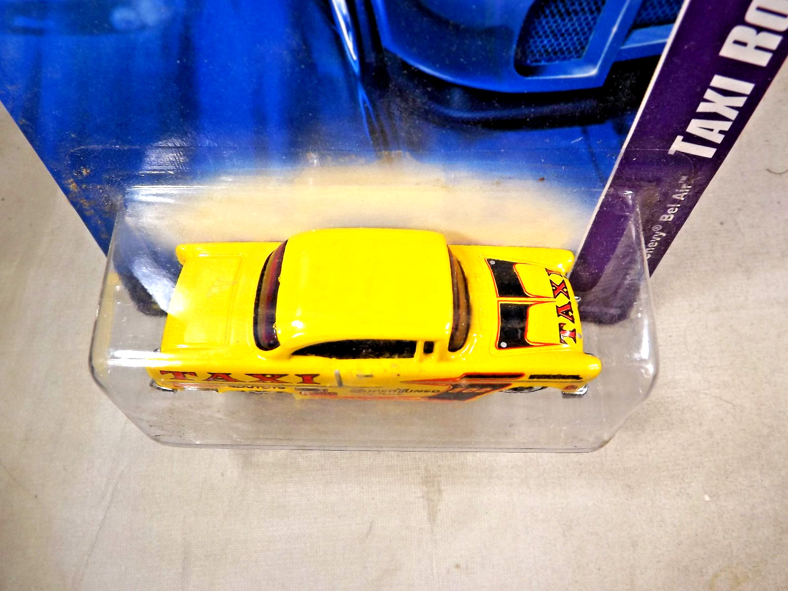 2007 Hot Wheels #50 Taxi Rods 2/4 1955 CHEVY BEL AIR Yellow w/Chrome 5 Spokes
