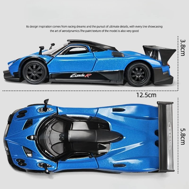 1:36 Diecast Pagani Zonda R Model Car Alloy Pull Back Toy Kids Gift