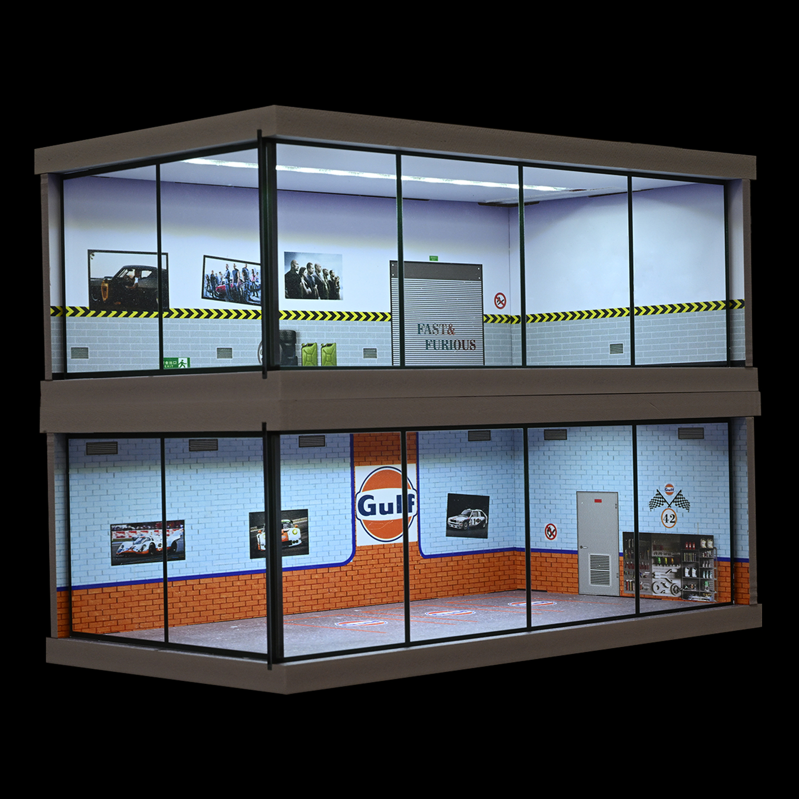 Diorama 1/64 Car Garage Model LED Lights City Car Showroom Scene Model Display