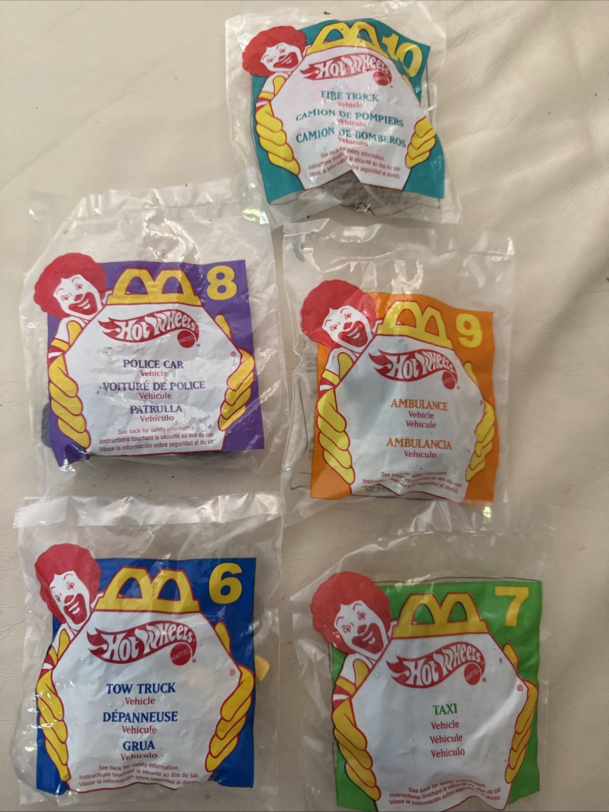 McDonald’s Hot Wheels 1997 Collection #6. #7. #8. #9. #10
