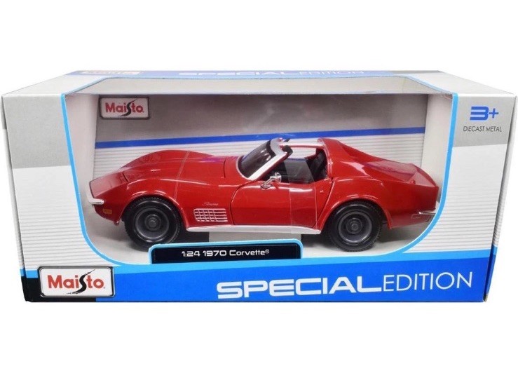 1970 CHEVROLET CORVETTE RED 1/24 DIECAST MODEL CAR BY MAISTO 31202