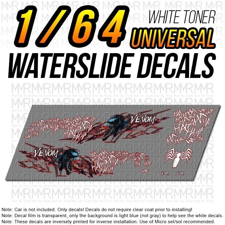 1/64 Scale VENOM DRIFT Custom White Toner Universal WaterSlide Decals for Hot