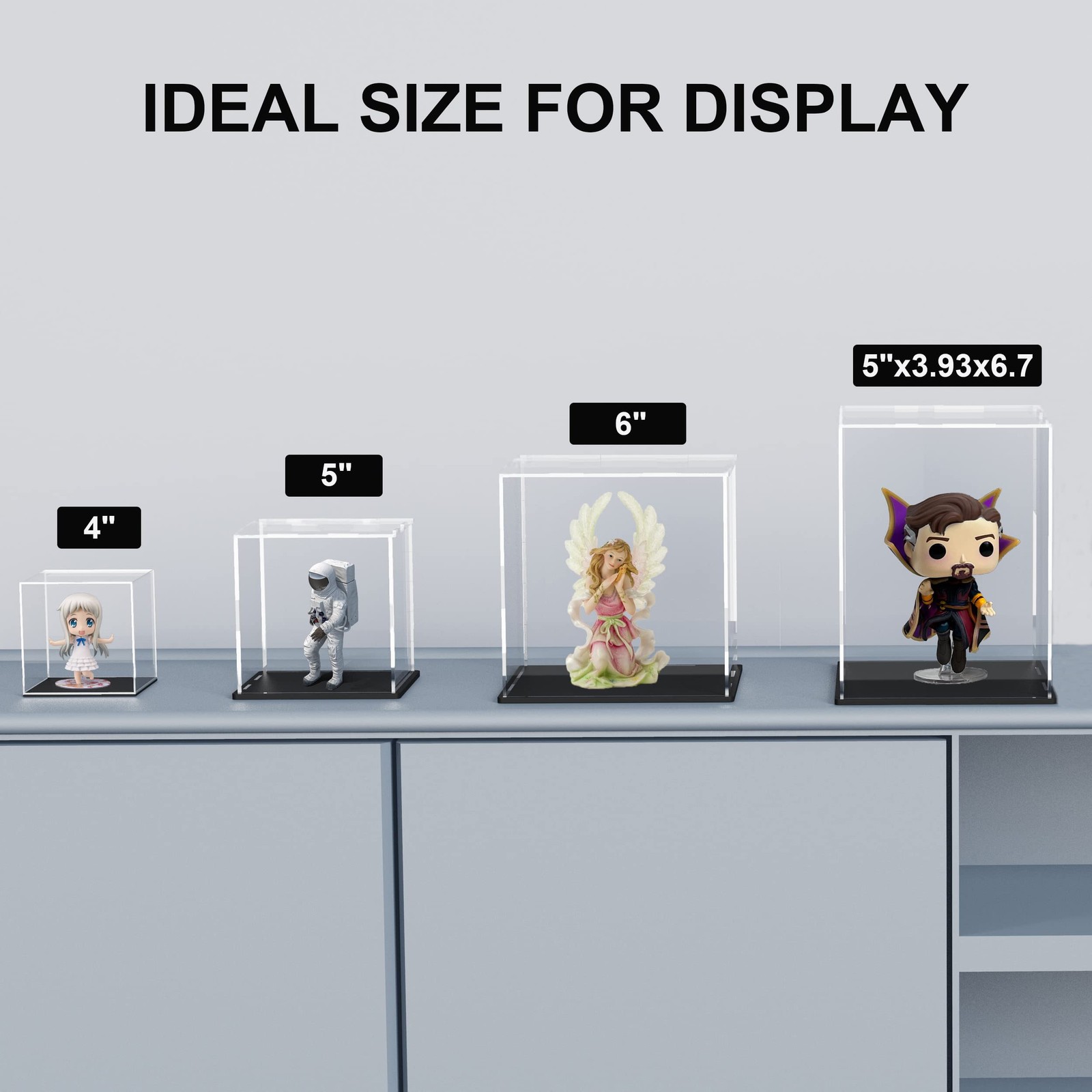 HOPEME Book Display Case Clear Protector 12×12×4 inch, Black and