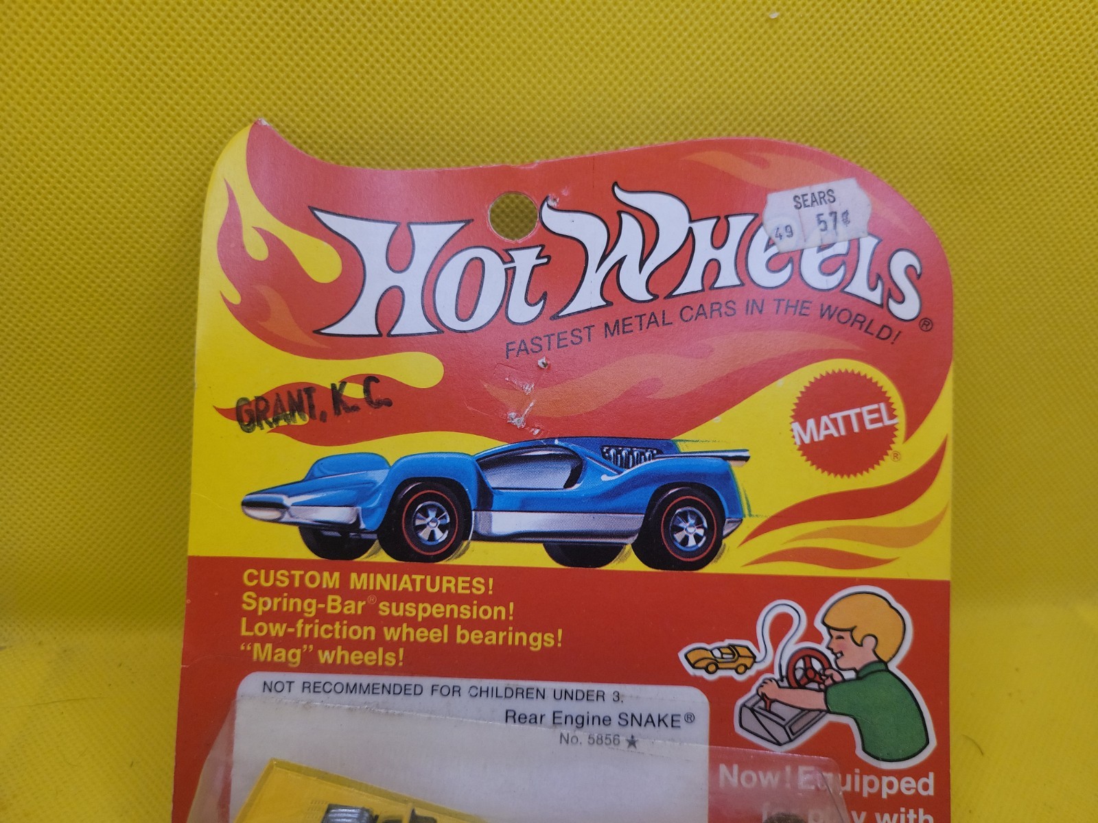 Hot Wheels Red Lines Rear Engine Snake Dragster on Card with Protector