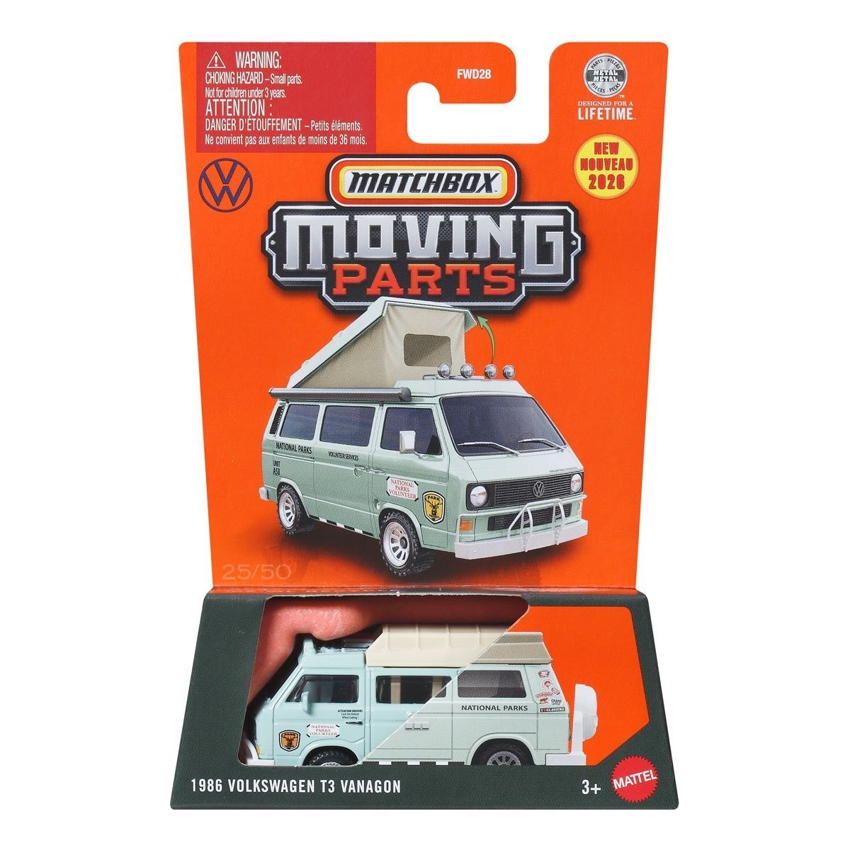 Matchbox 1986 Volkswagen T3 Vanagon National Parks #25 Moving Parts 2026 Case P