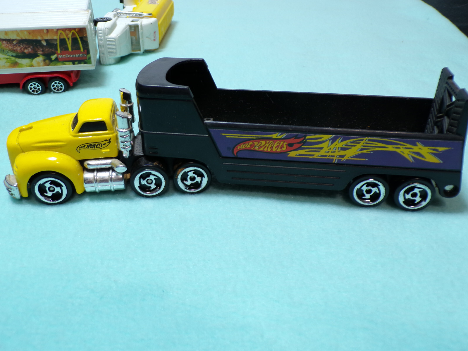 Lot of 9 Vintage Hot Wheels 4 Semi Trucks & 5 Cars, See Photos Please