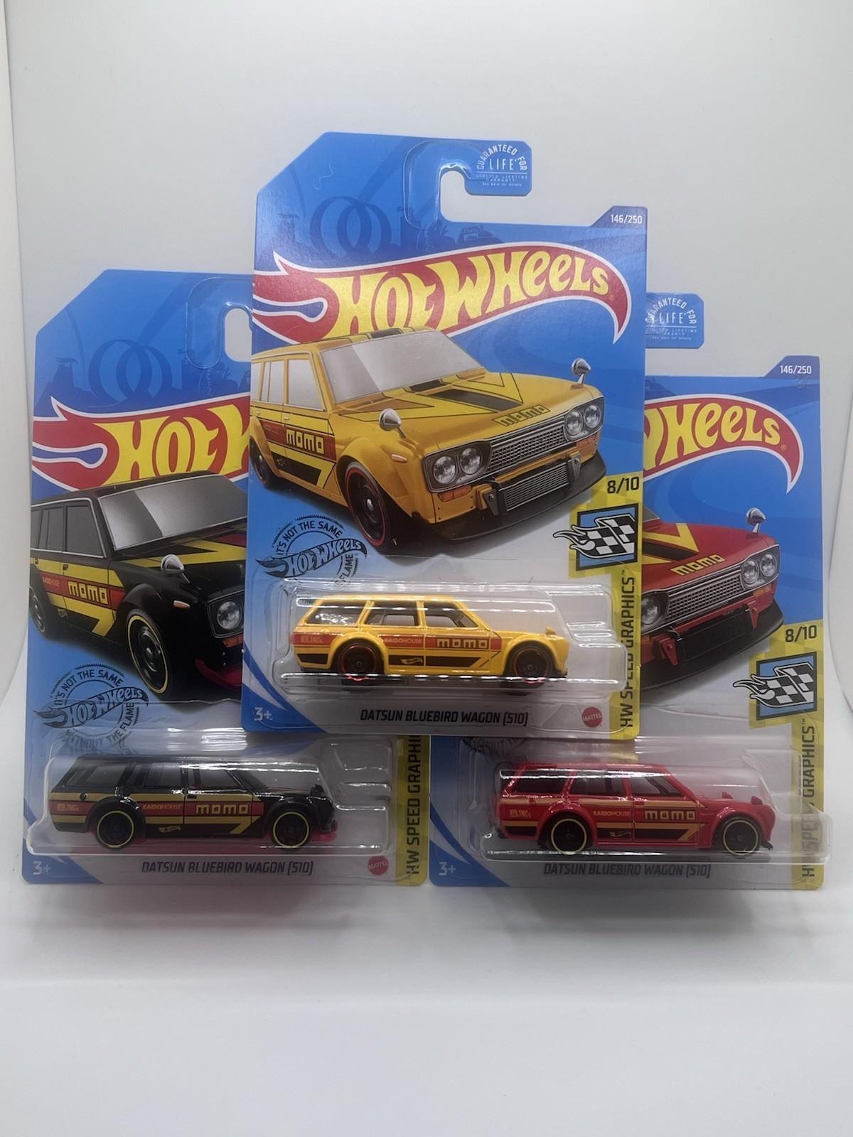 Hot Wheels Datsun Bluebird Wagons 510 MOMO Lot Of 3 – Black, Red, Yellow Kroger