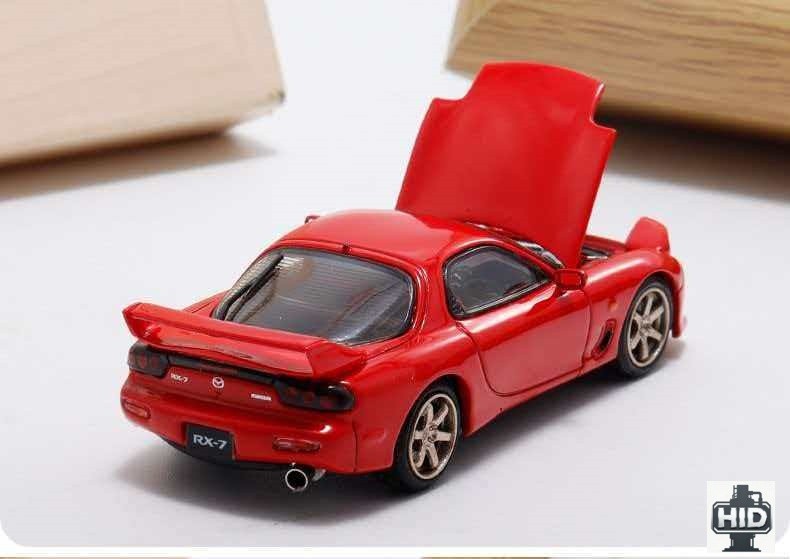 1:64 Mazda RX-7 FD3S A Space Speed Pop-up Headlight Open Hood Alloy Car Model