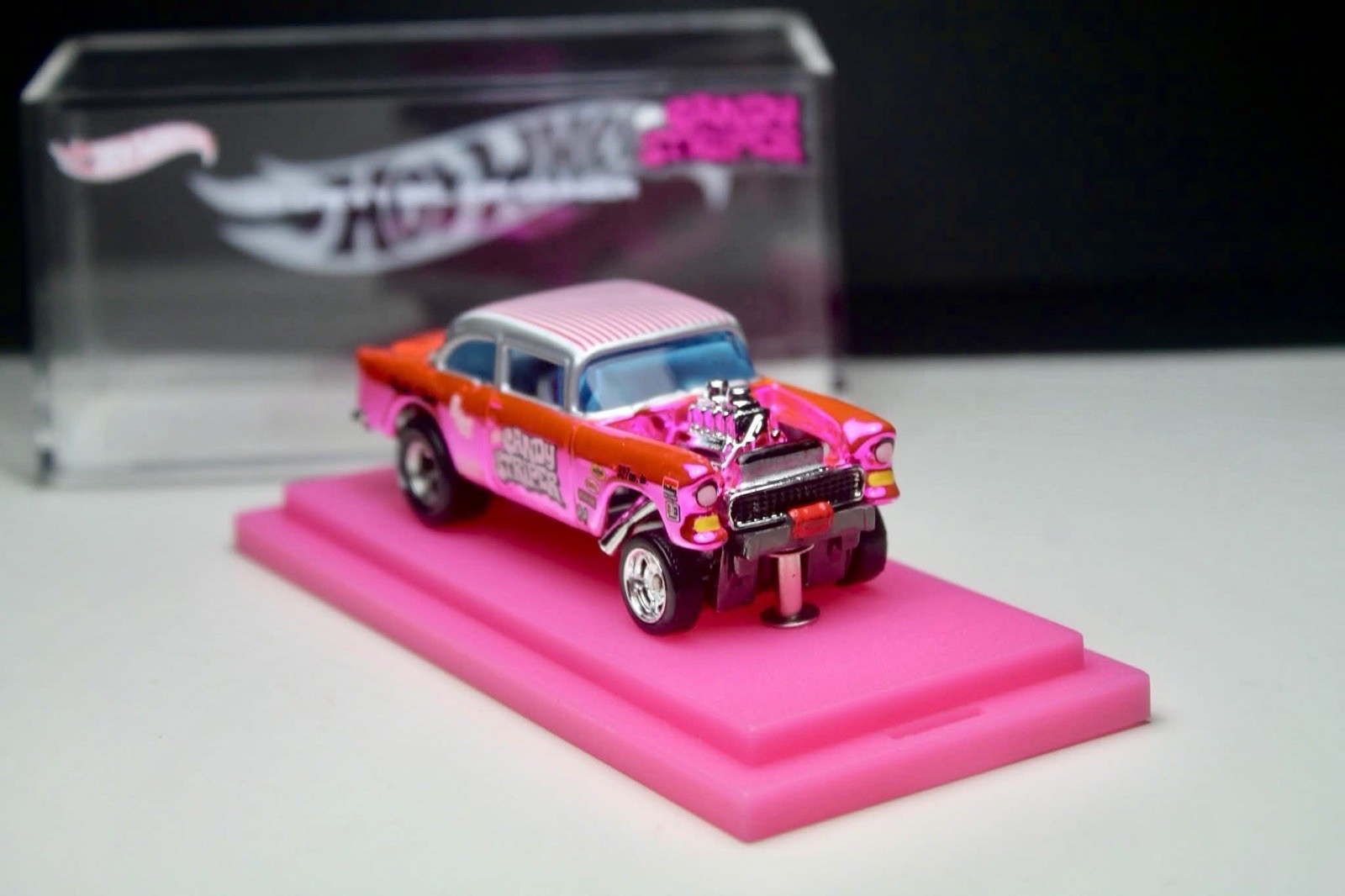 Hot Wheels 55 Chevy Bel Air Gasser Pink Spectraflame Candy CUSTOM Replica