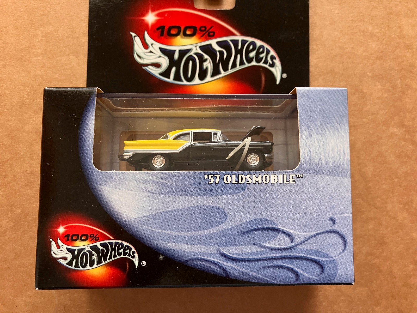 100% Hot Wheels Black Box ’57 Oldsmobile 1/64 Limited Edition Black and Yellow