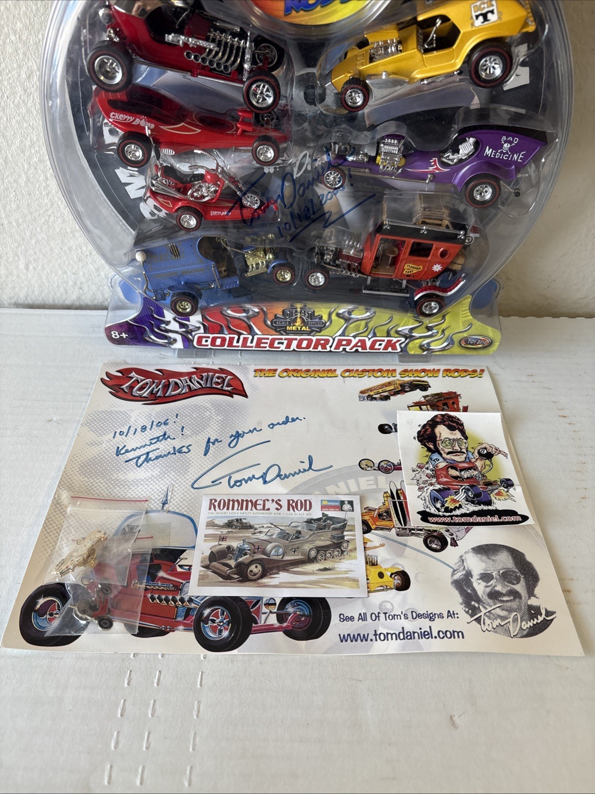 Tom Daniel Original Custom Show Rods 6 Car Collector Pack Autographed With Pins!