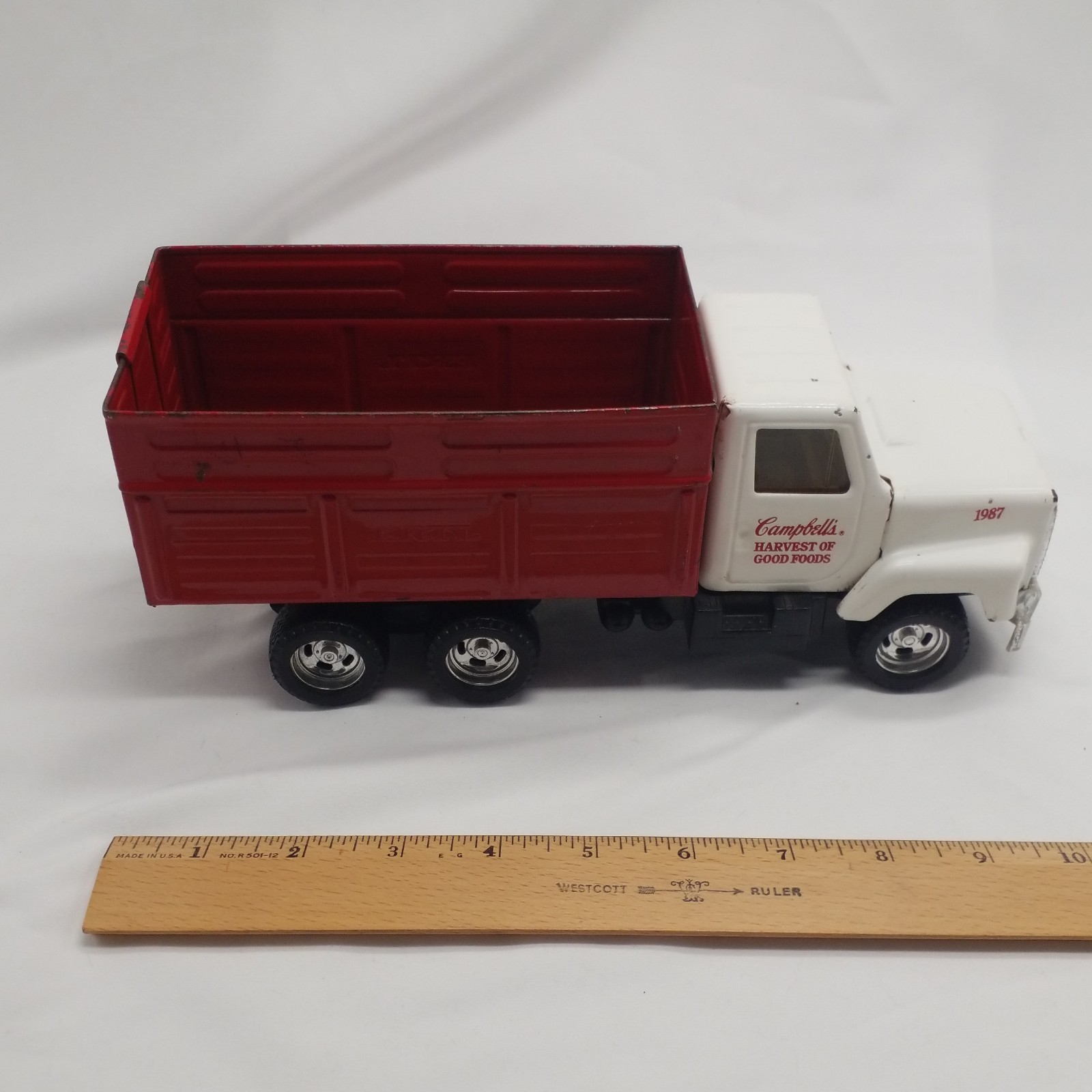 VTG 1987 ERTL Campbells Soup Truck Pressed Steel International Grain Dump Toy