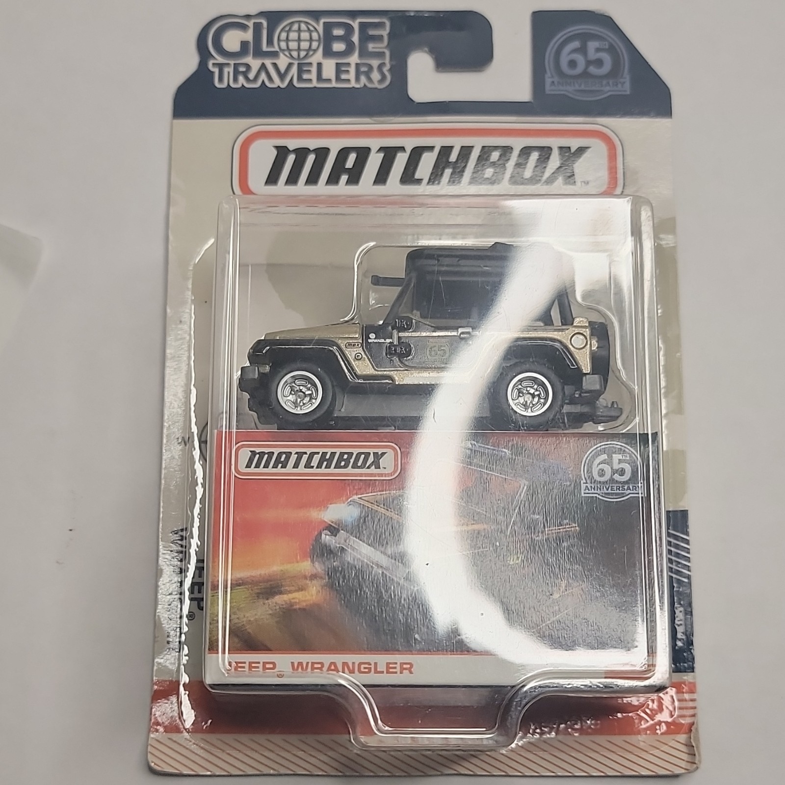 Matchbox Globe Travelers Jeep Wrangler 1:64 Diecast 65th Anniversary Tan/Black