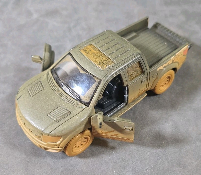 5″ Kinsmart FORD F-150 SVT Raptor SuperCrew PickUp 1:46 Diecast Muddy Green TRK