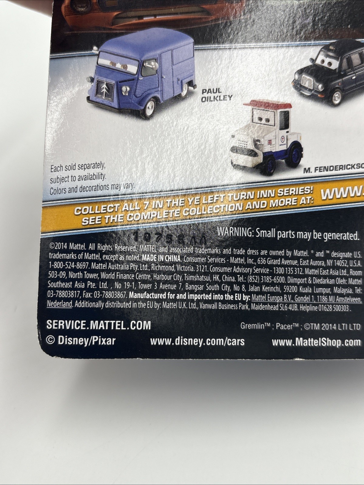 Disney Pixar Cars 2014 Ye Left Turn Inn – Paul Oilkley 4/7 – Read Condition