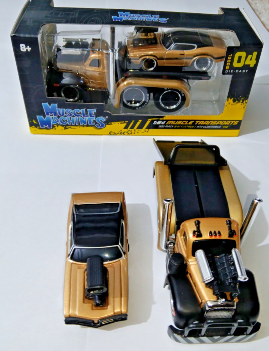 1:64 1953 MACK B-61 FLATBED & 1970 442 OLDSMOBILE OUT OF PRODUCTION SEALED NEW!!