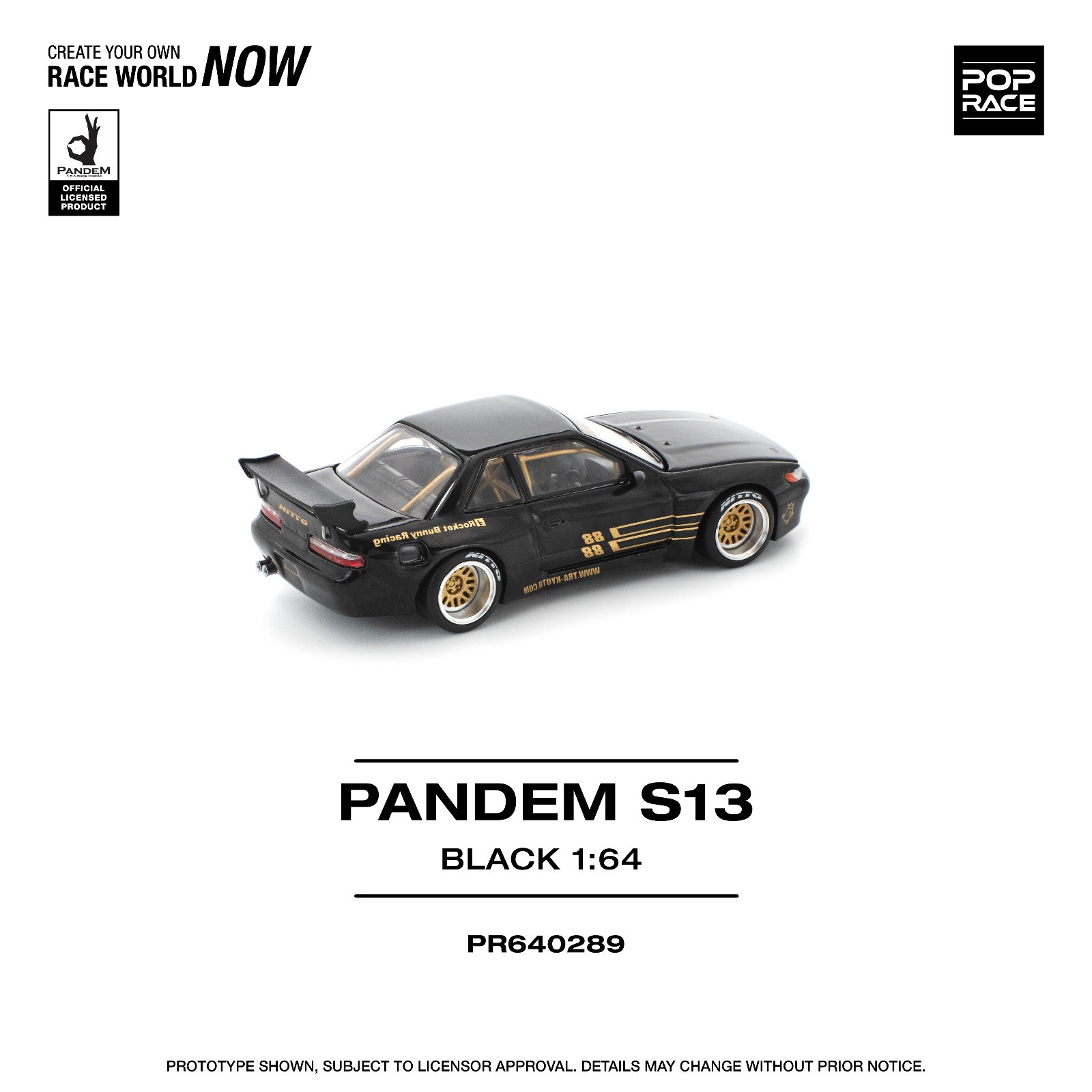 Pop Race Nissan Pandem Nissan Silvia S13 – Black 1:64 Scale Diecast Car PR640289