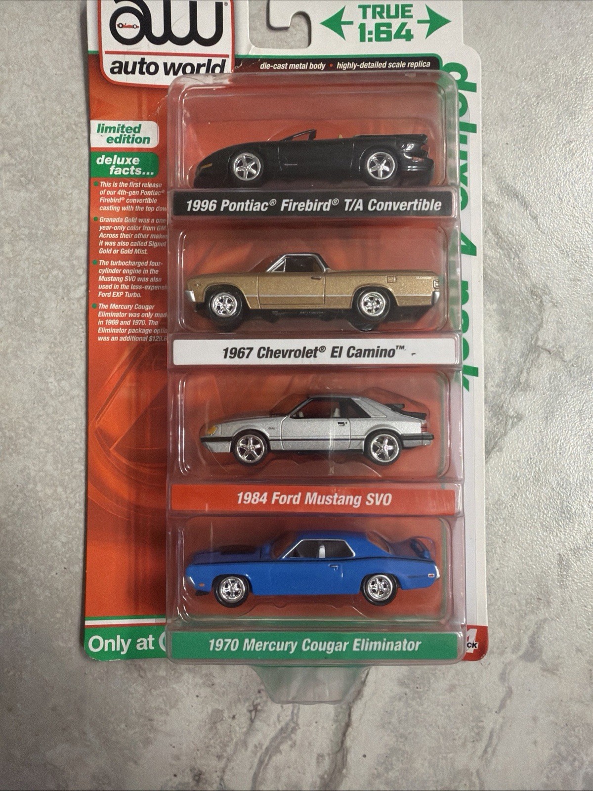Auto World Deluxe 4 Pack Pontiac Chevrolet Ford Mercury Diecast Body True 1:64