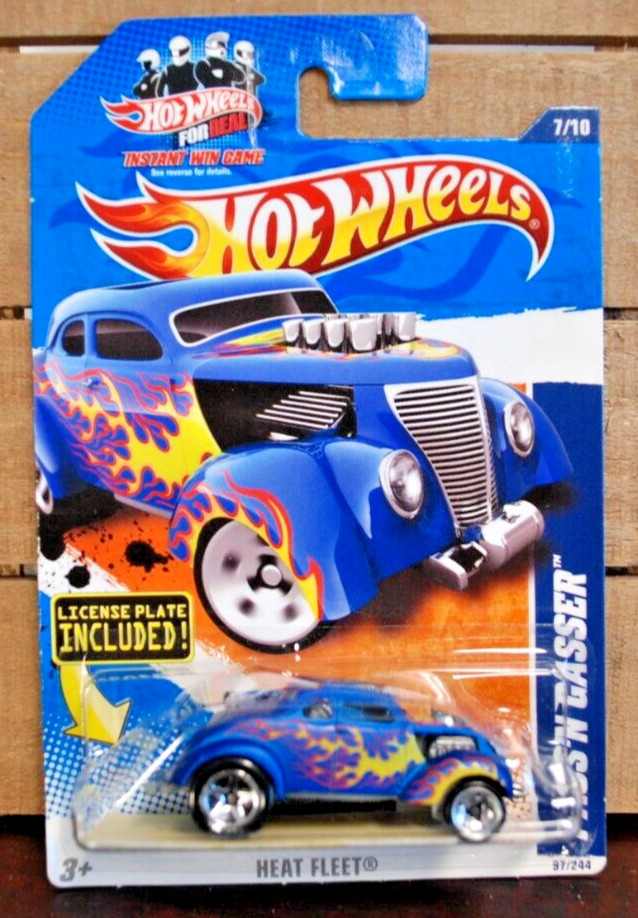 HOT WHEELS 1/64 DIECAST CAR 37 FORD GASSER BLUE W FLAMES LICENSE PLATE ©2010