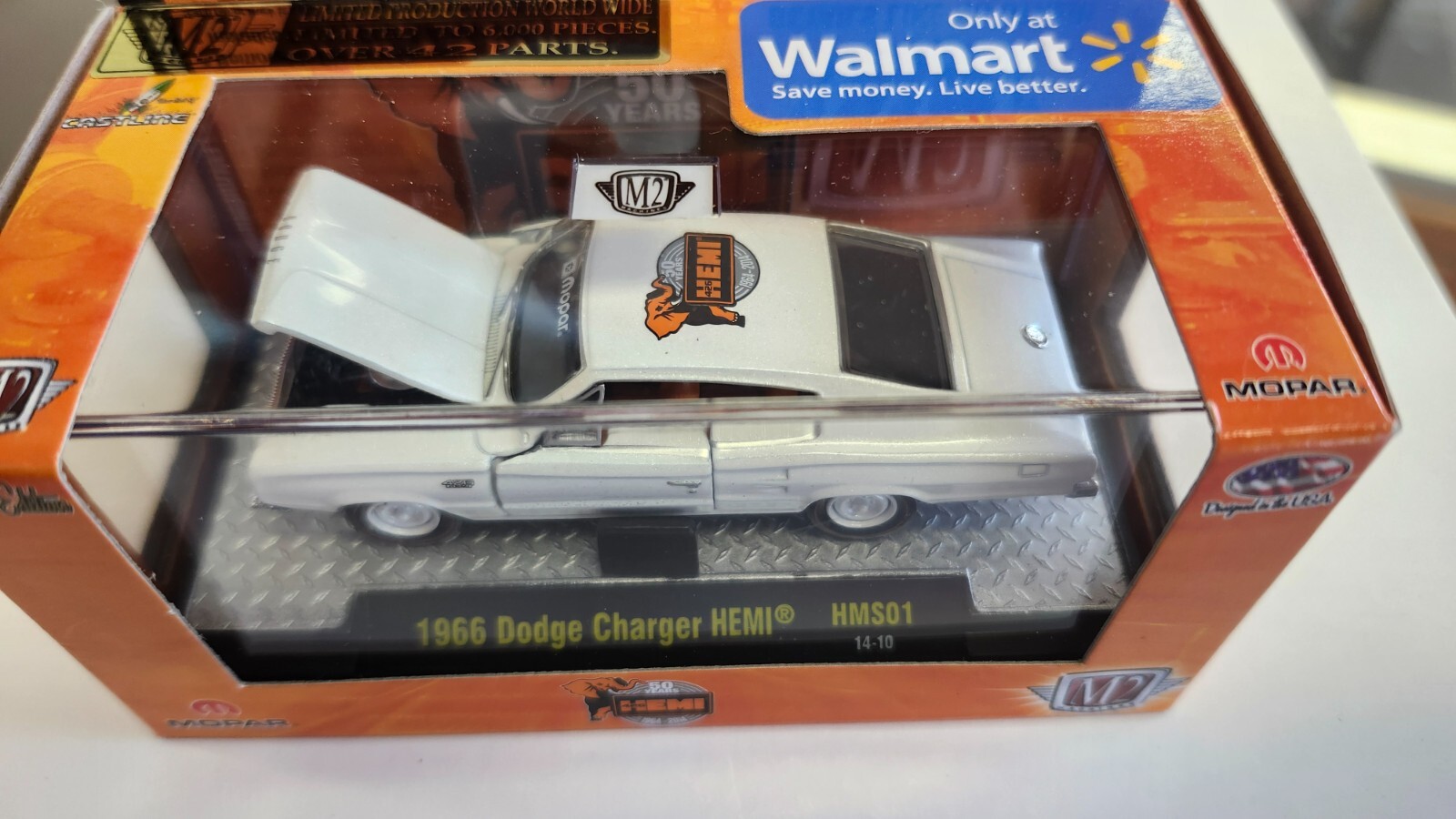 M2 Machines 50 Years of Hemi 1966 Dodge Charger HEMI 14-10 Walmart Excl in White