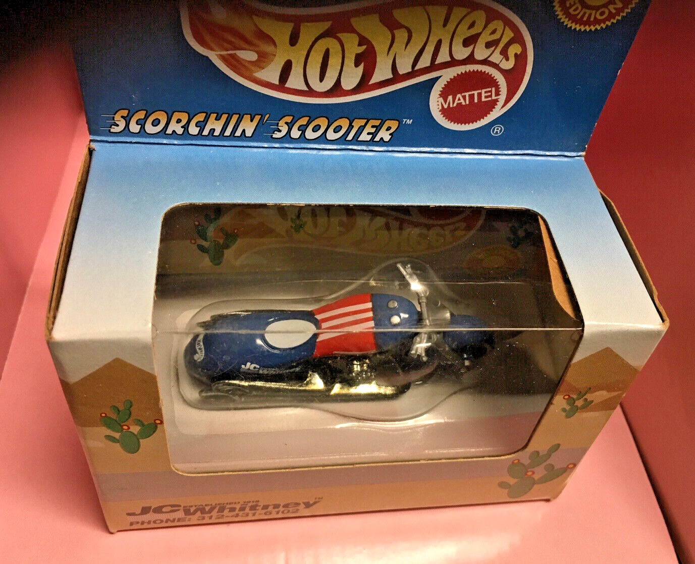 Hot Wheels JC Whitney Special Edition SCORCHIN’ SCOOTER Blue Motorcycle 1999