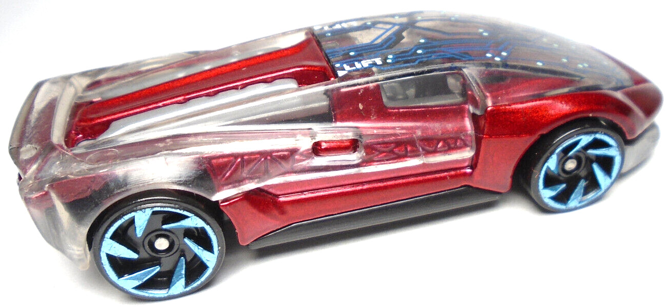 2016 HOT WHEELS EL VIENTO RED 2 7/8″ DIECAST CAR W/ CLEAR & BLUE REMOVABLE TOP