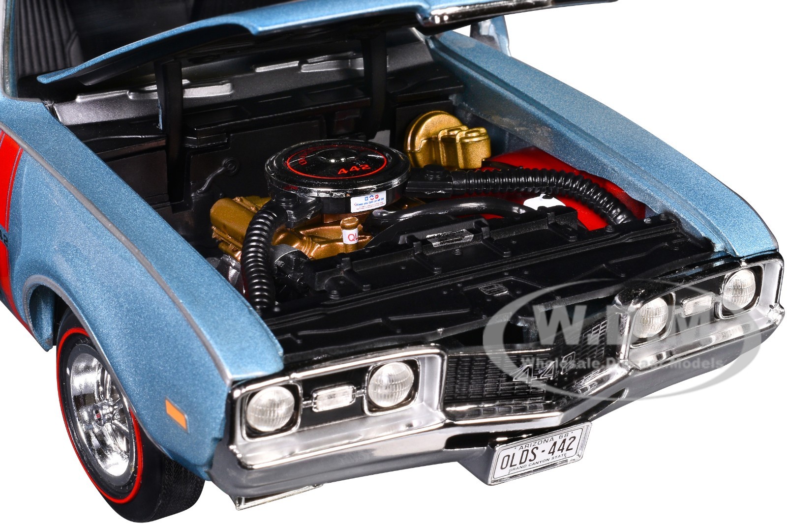 1968 OLDSMOBILE 442 W30 COUPE TEAL FROST “HEMMINGS” 1/18 BY AUTO WORLD AMM1350