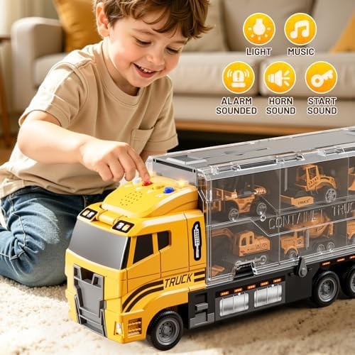 Carrier Truck Toddlers Toys for 3 4 5 6 7 Years Old Boys, Toy Truck Transport…