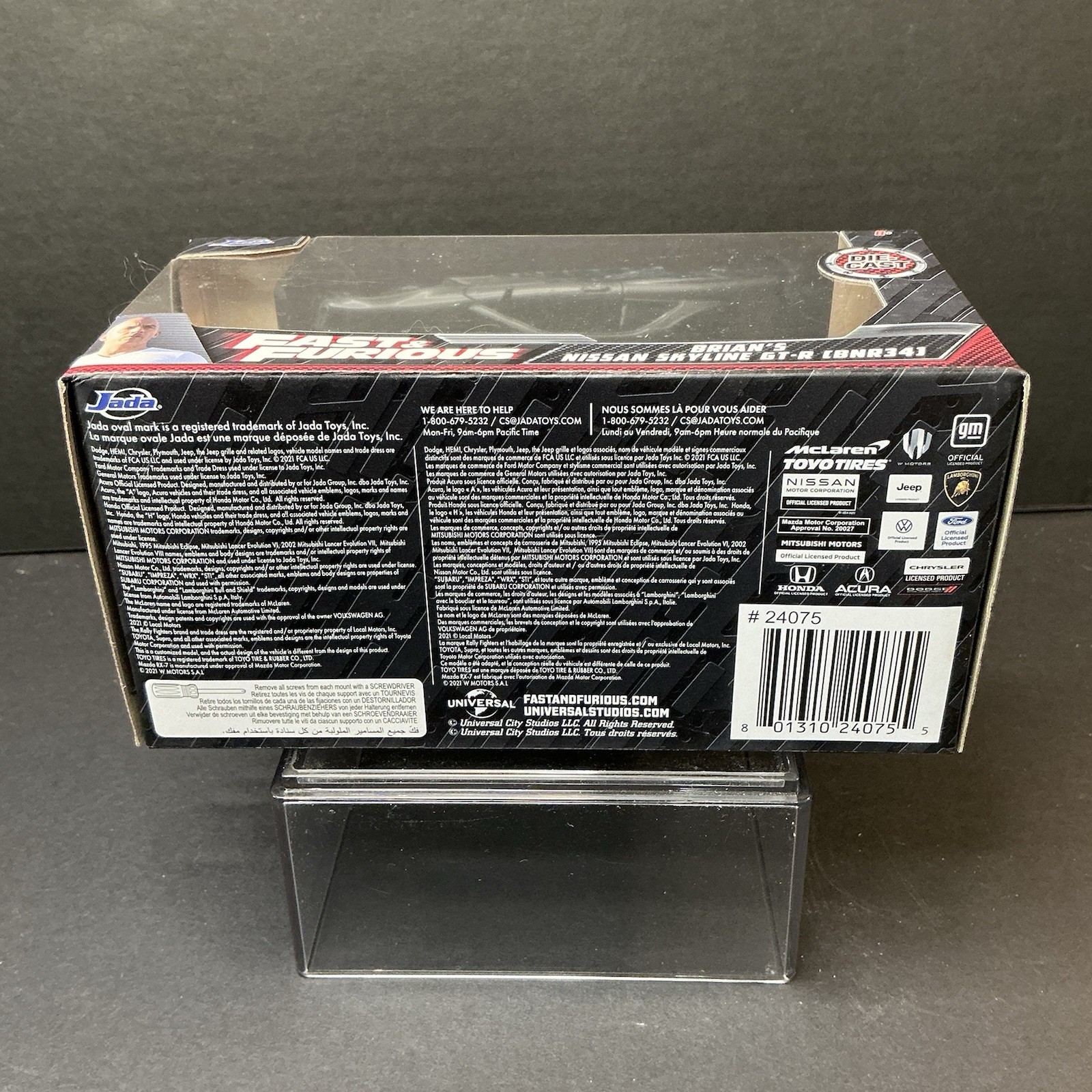 JADA Fast & Furious BRIAN’S NISSAN SKYLINE GT-R BNR34 Silver Diecast 1:32 Scale