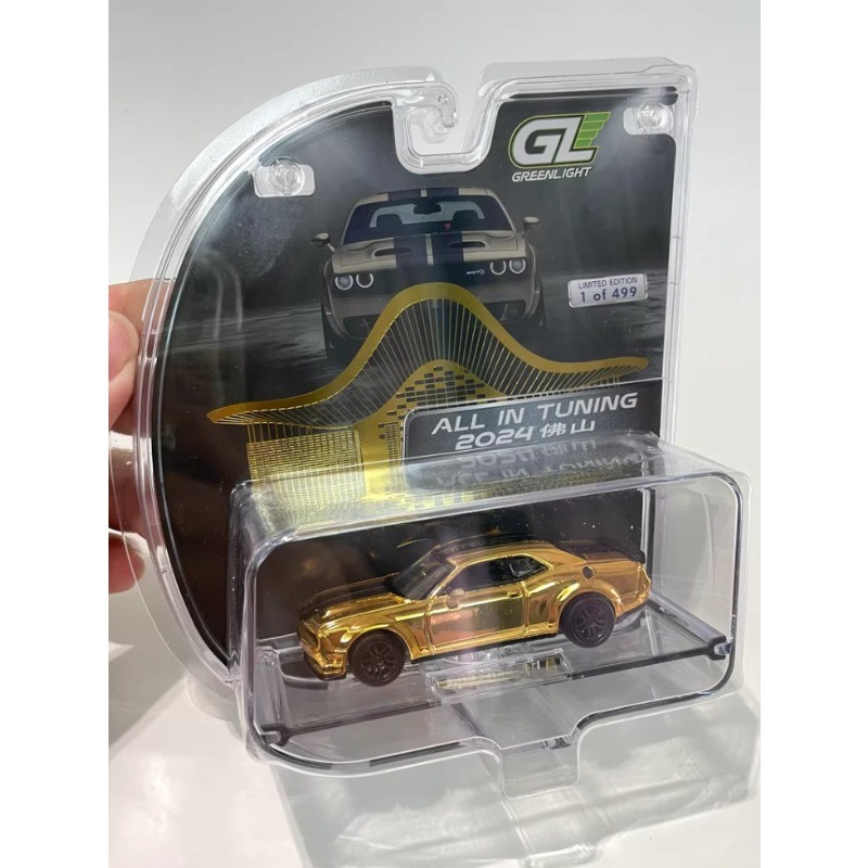 2PCS Greenlight 1:64 Dodge Challenger Srt Hellcat Ford Mustang GT Chrome Car