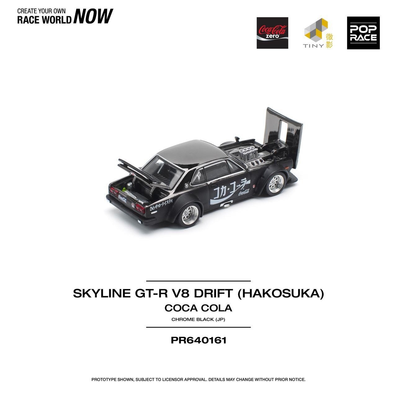 Pop Race 1/64 Skyline GT-R Drift (Hakosuka) – Coca Cola Zero JP Black Chrome