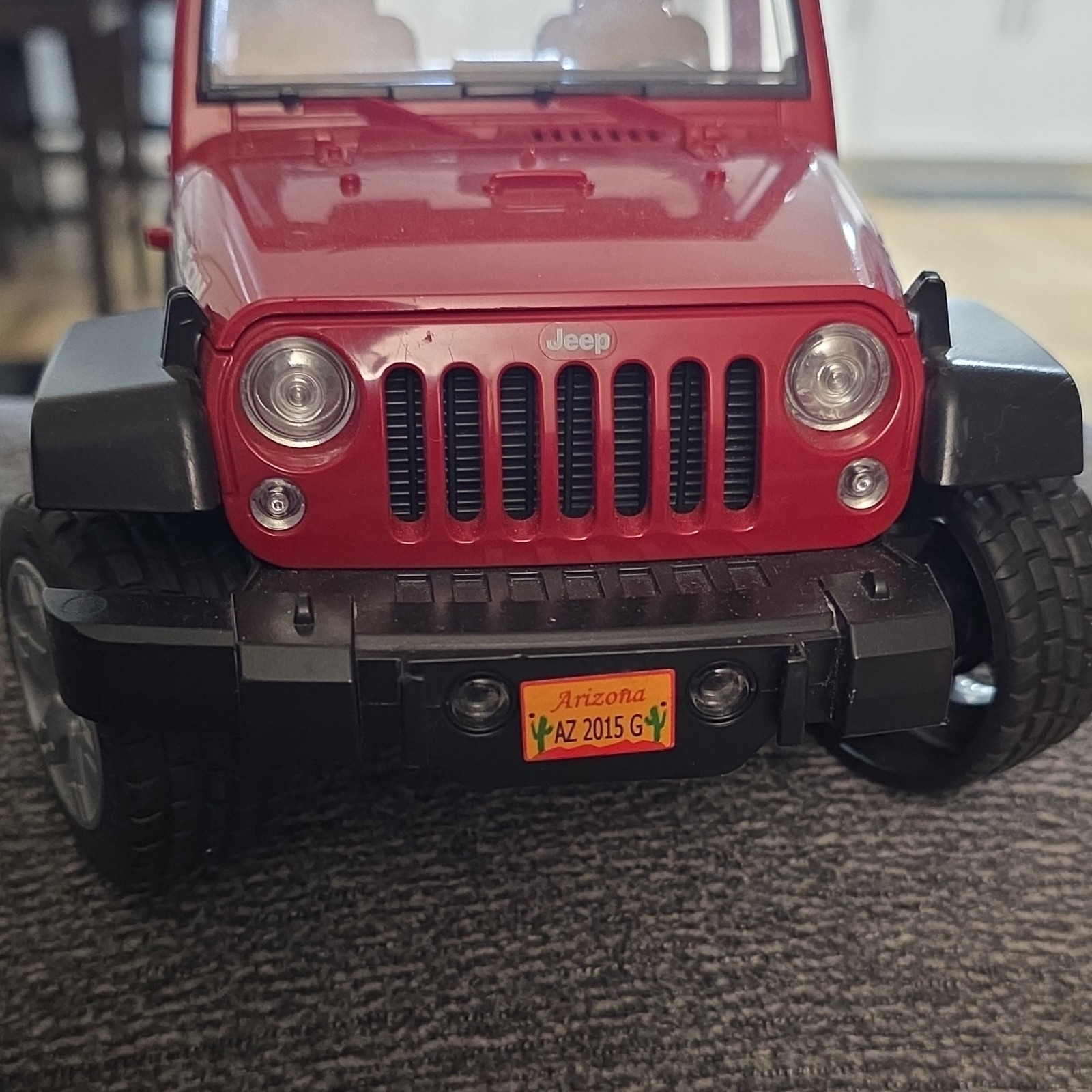 Bruder Jeep Wrangler Rubicon 2014 Model Car Red/Black/Tan (L12″X W4″xH5″)