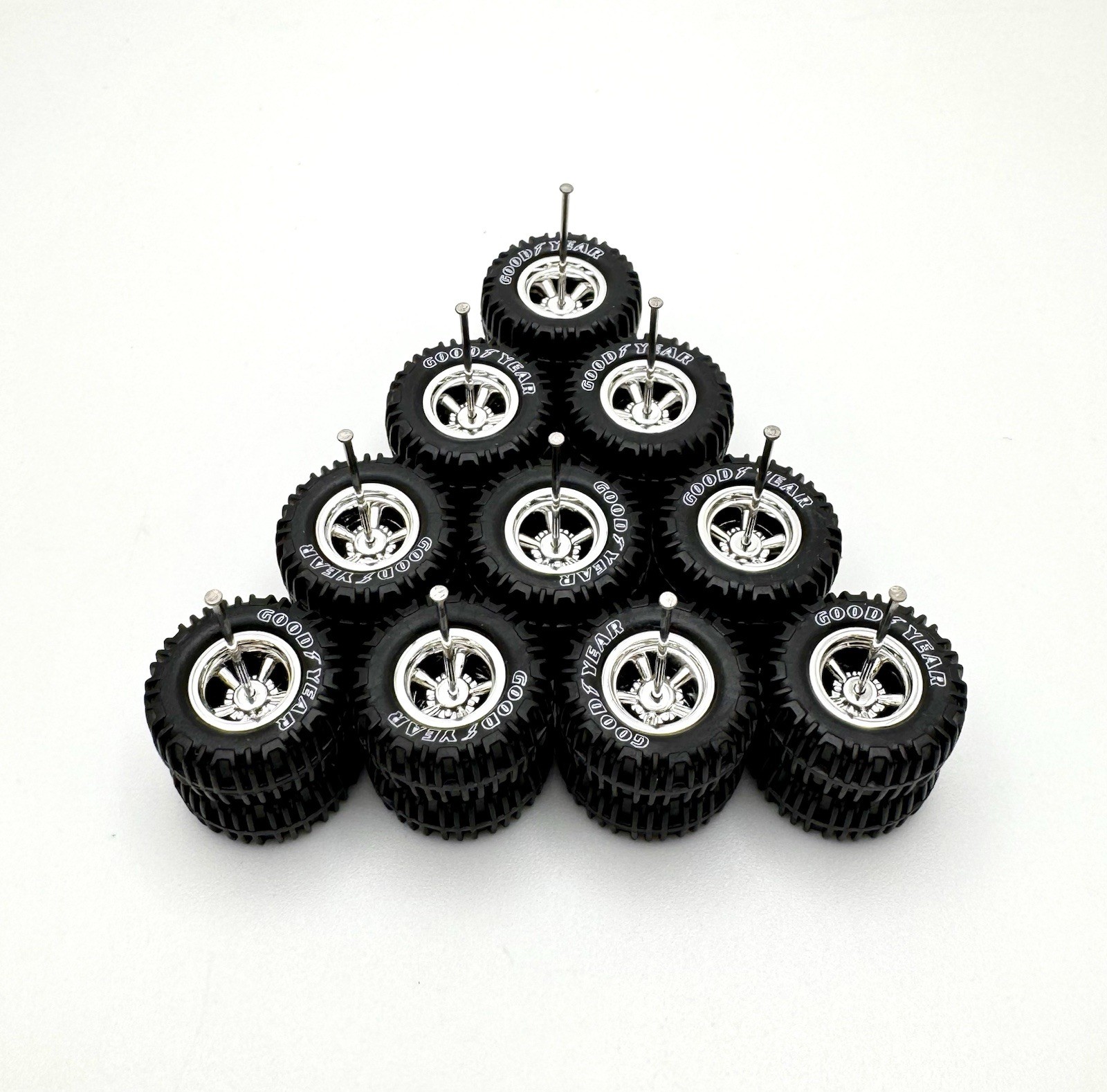 5x Sets Chrome 17mm Cragar OFF ROAD Real Rider Wheel W/ Rubber Letter Tire 1/64