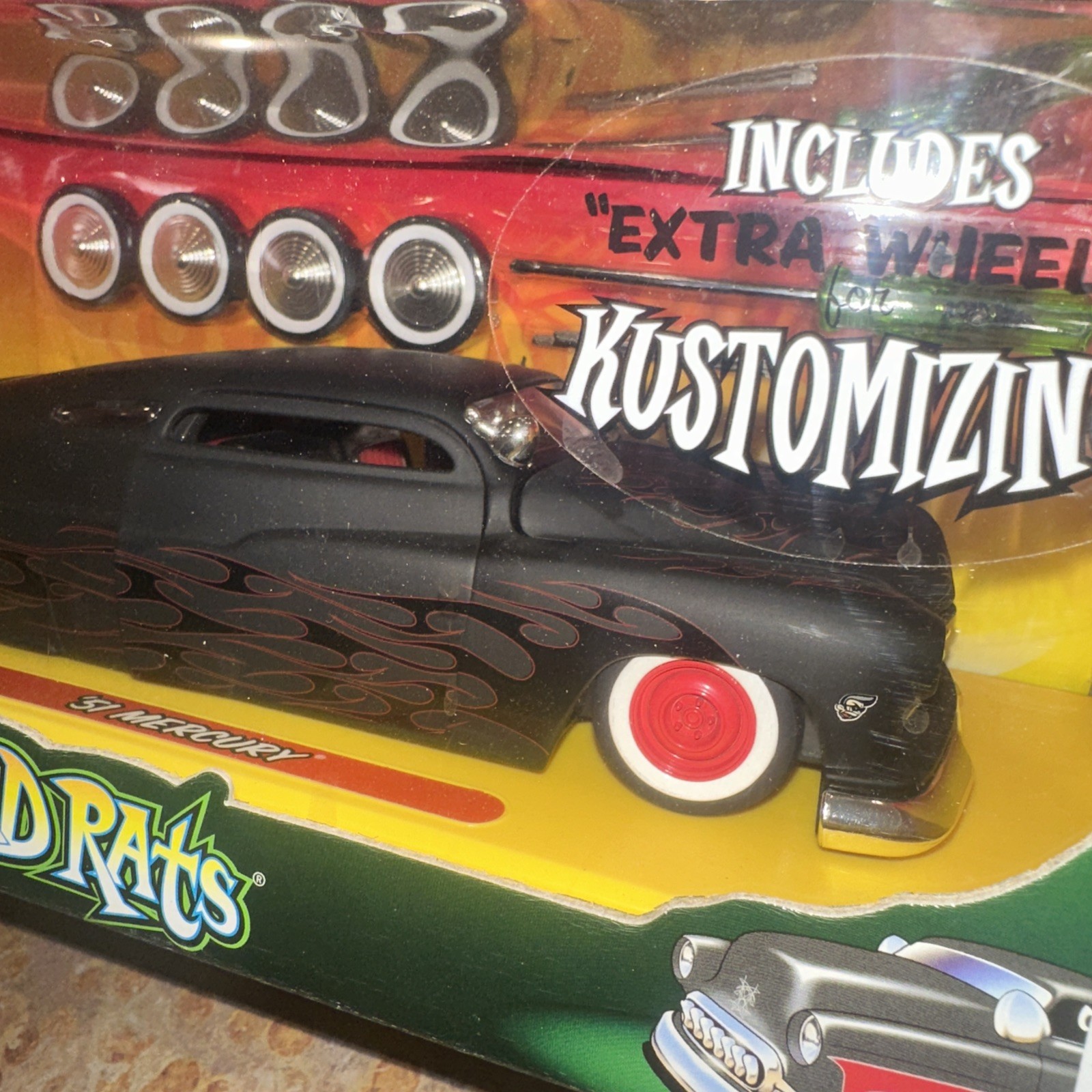 2003 Jada Road Rats 1951 Black Mercury Coupe 1:24 Die Cast w/Extra Wheels NOS