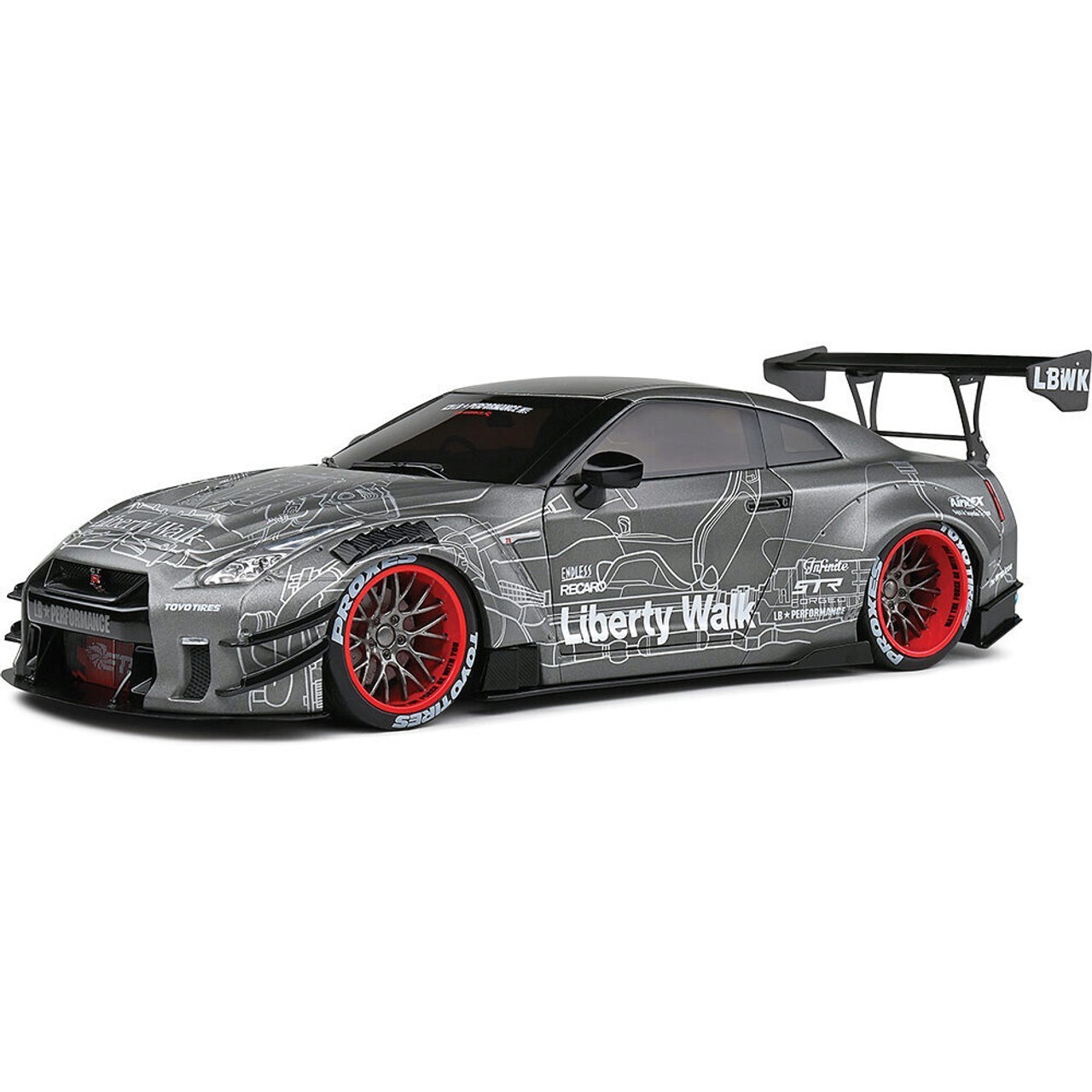 Solido 1:18 2020 Nissan GT-R (R35) Liberty Walk Body Kit 2.0 Grey S1805810 Model