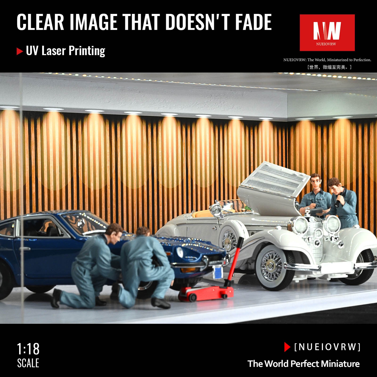 Diorama 1/18 Car Garage Model LED Light Street Building Showroom Display Gift US