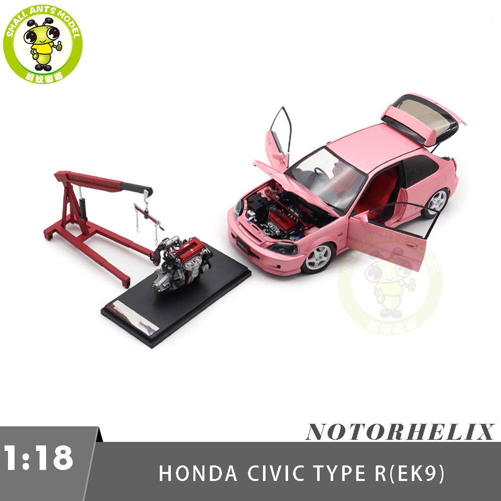 1/18 MOTORHELIX Honda CIVIC Type R EK9-120 Pink EVO Wheels Diecast Model Car