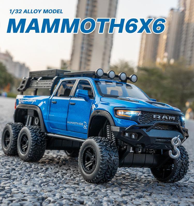 1:32 Dodge Ram 1500 Trx 6*6 Warlord Alloy Diecast Model Car with Sound & Light