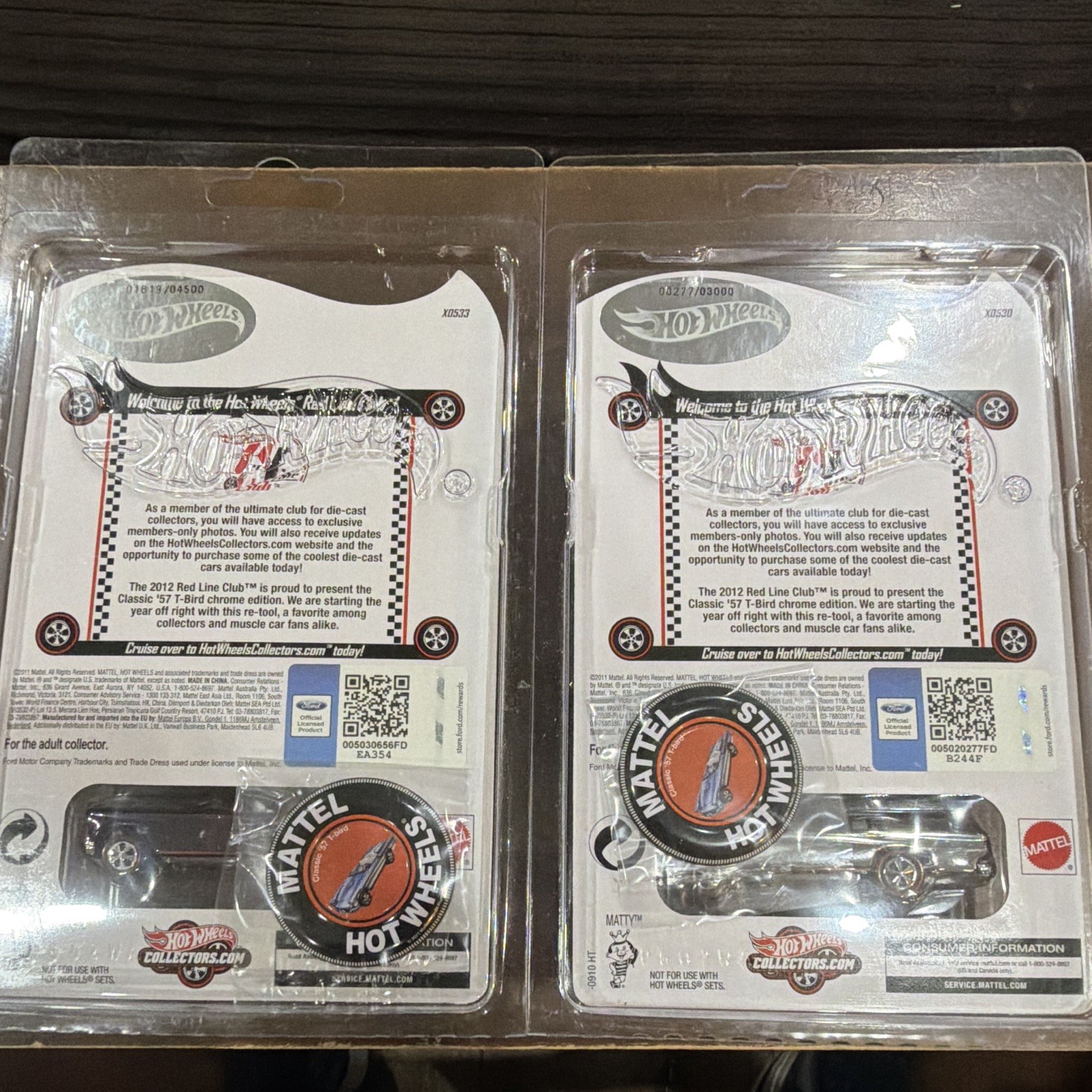 Hot Wheels RLC Exclusive Lot of 2 Chrome ’57 Ford T-Bird 1:64 (Read Description)