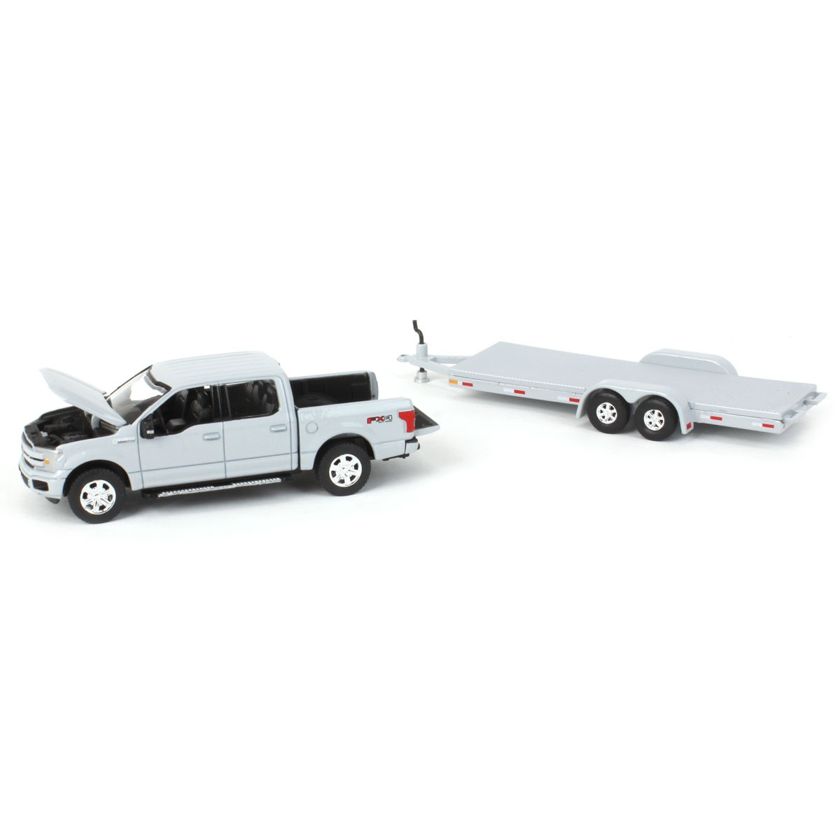 Auto World 1/64 2019 Ford F-150 Stone Gray with Gray Trailer CP7976
