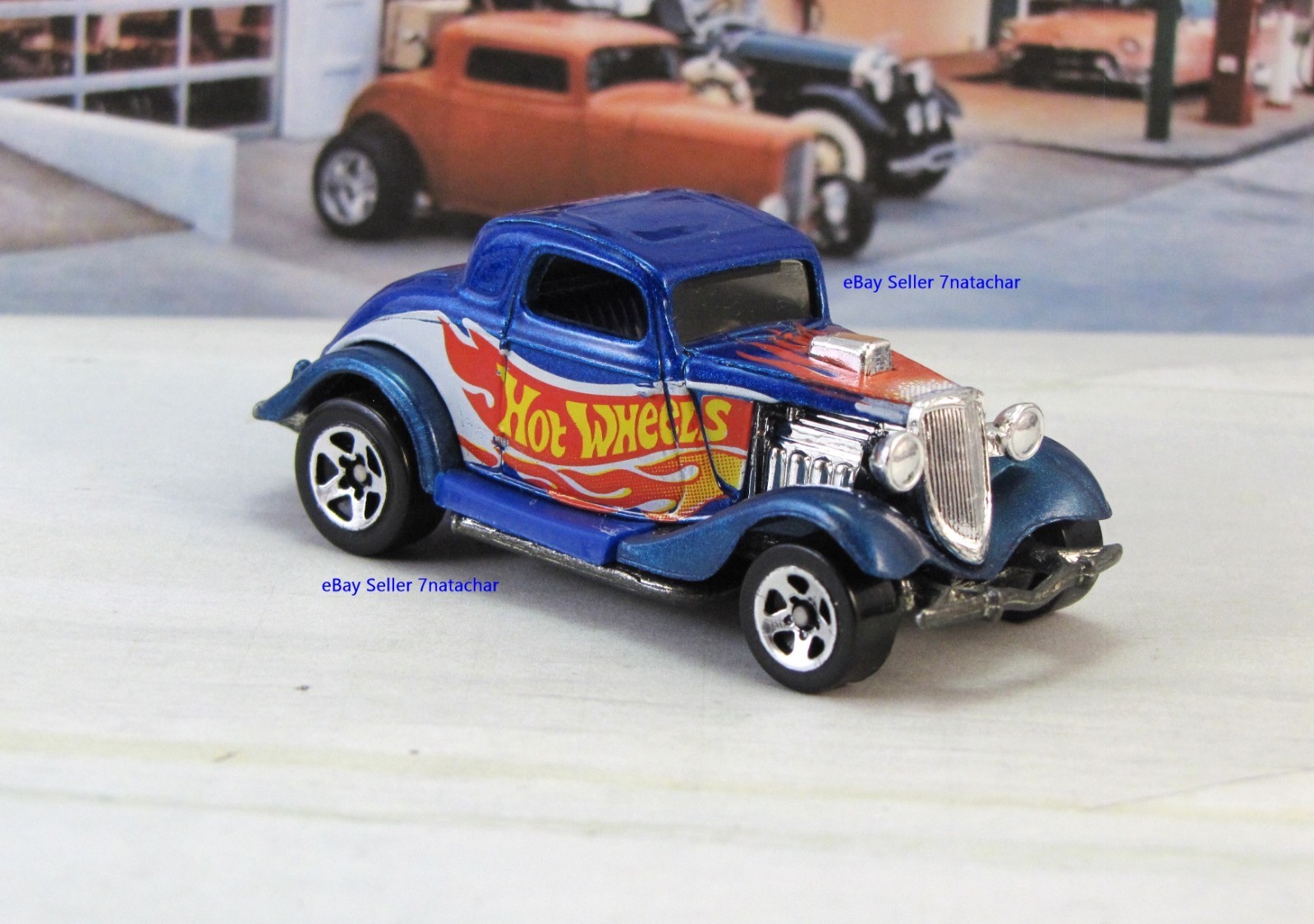 1934 Ford Coupe Blue Flathead V8 Hot Rod Metal Model Collectible Car F