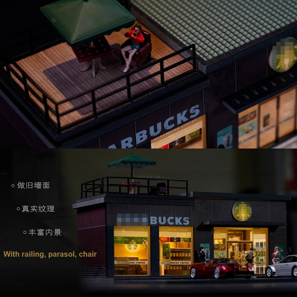 Diorama 1:64 Car Parking Lot Models LED Lighting City Repair Shop Scene Display