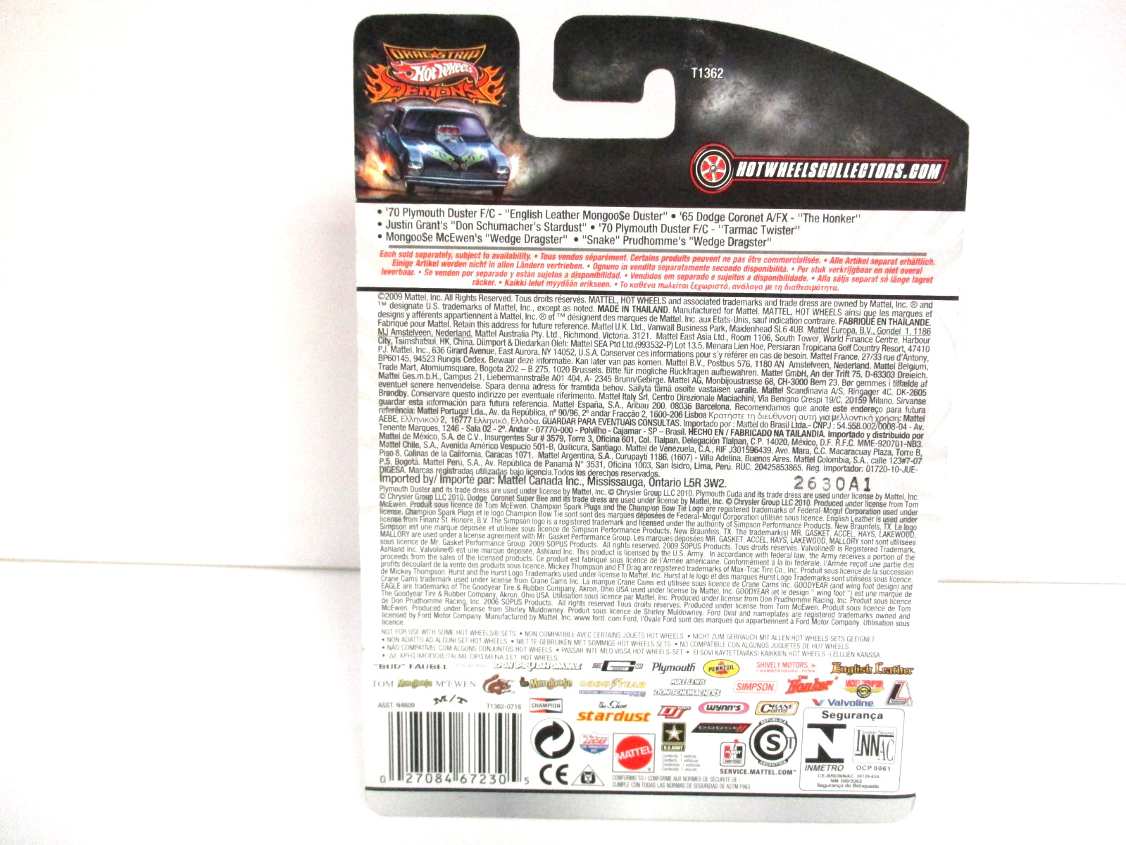 HOT WHEELS – DRAG STRIP DEMONS – DON THE SNAKE PRUDHOMME T/F WEDGE DRAGSTER