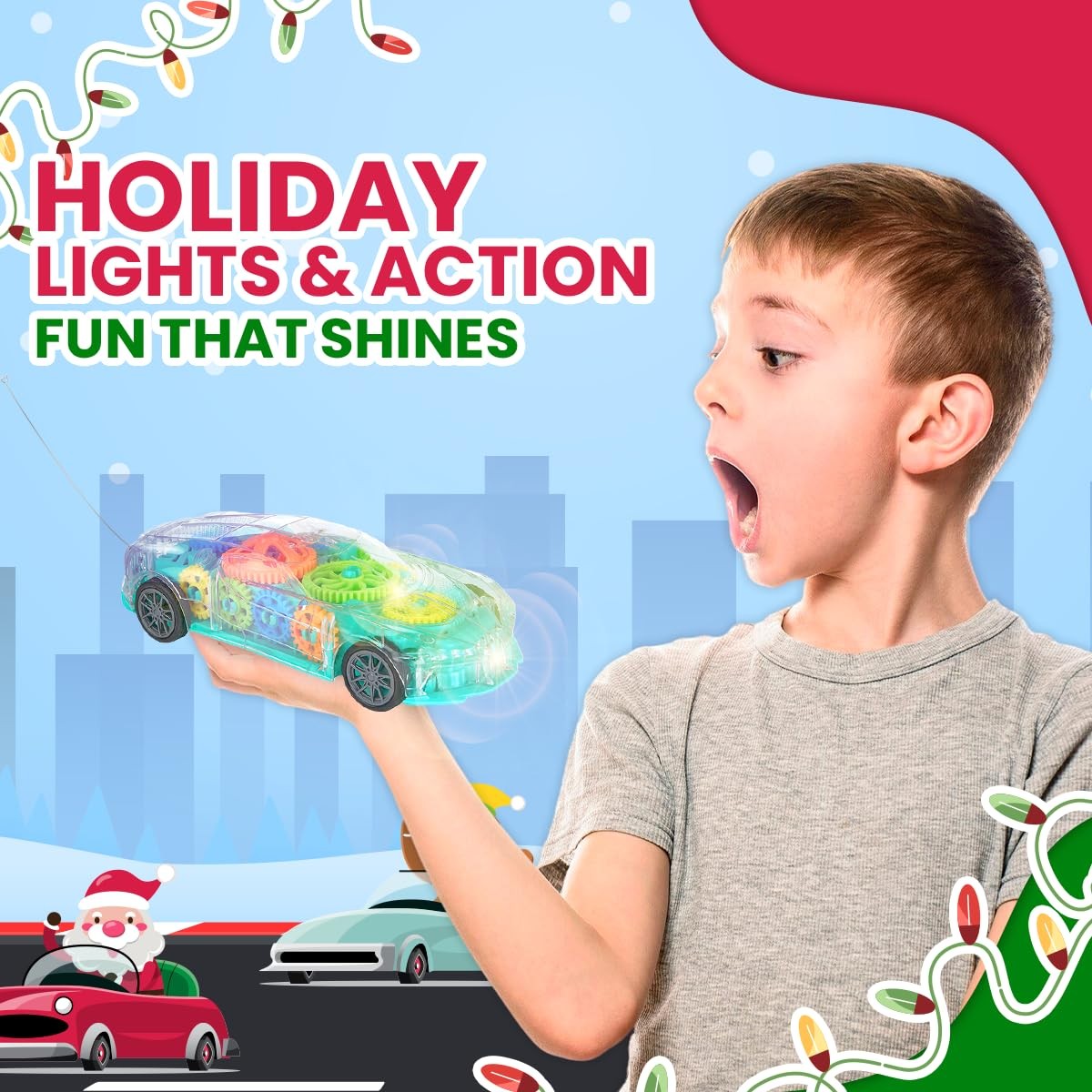 Light-Up Transparent Car Toy, Toys for Autistic Kids Ages 3-5 Sensory Toy