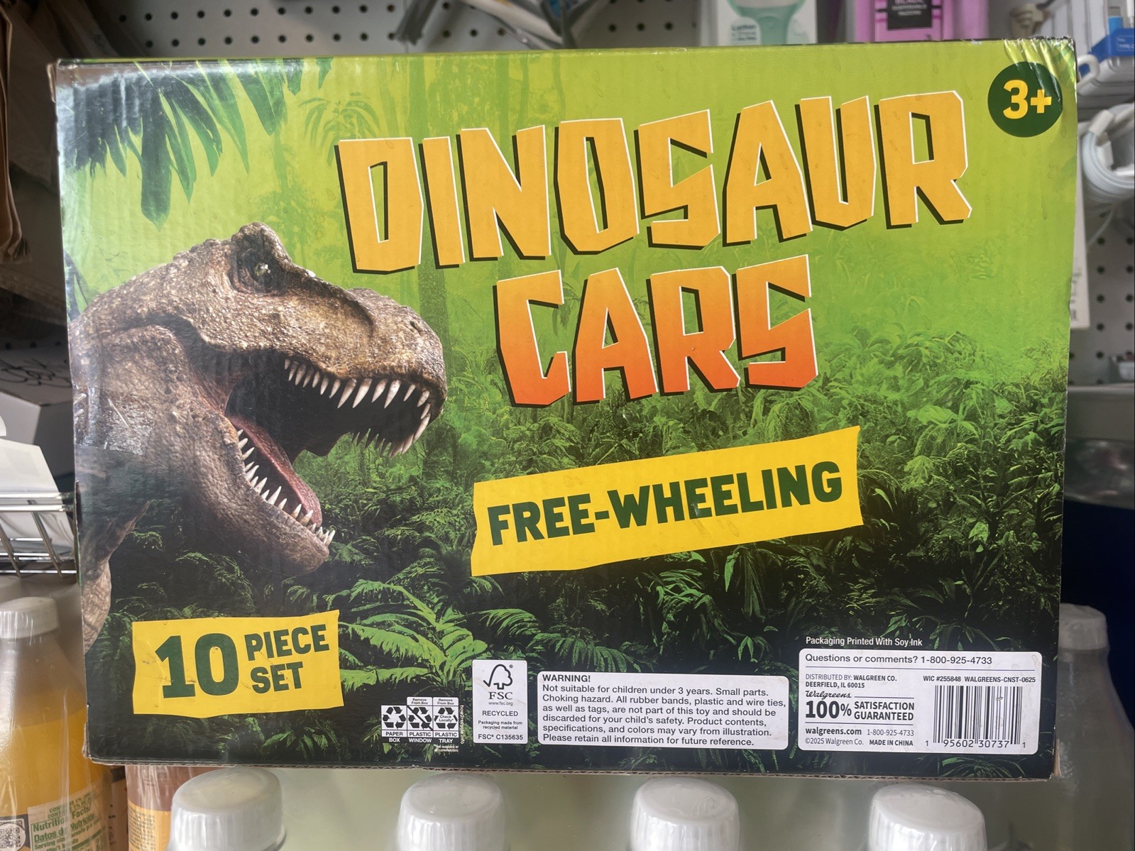 Dinosaur Cars Toy Set – 10-Piece Free-Wheeling Dino Vehicles, Ages 3+, Play Righ