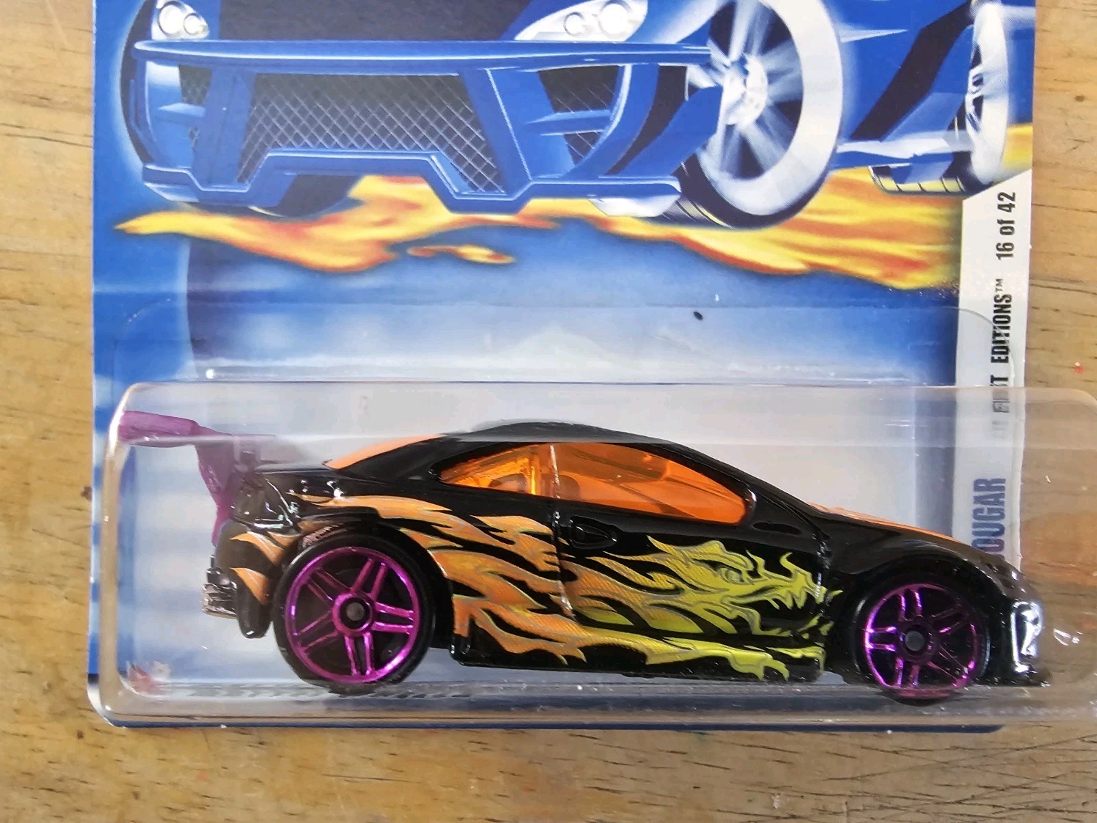 Hot Wheels Custom Cougar, Black; 2002 First Editions Series 16/42 Collector #028