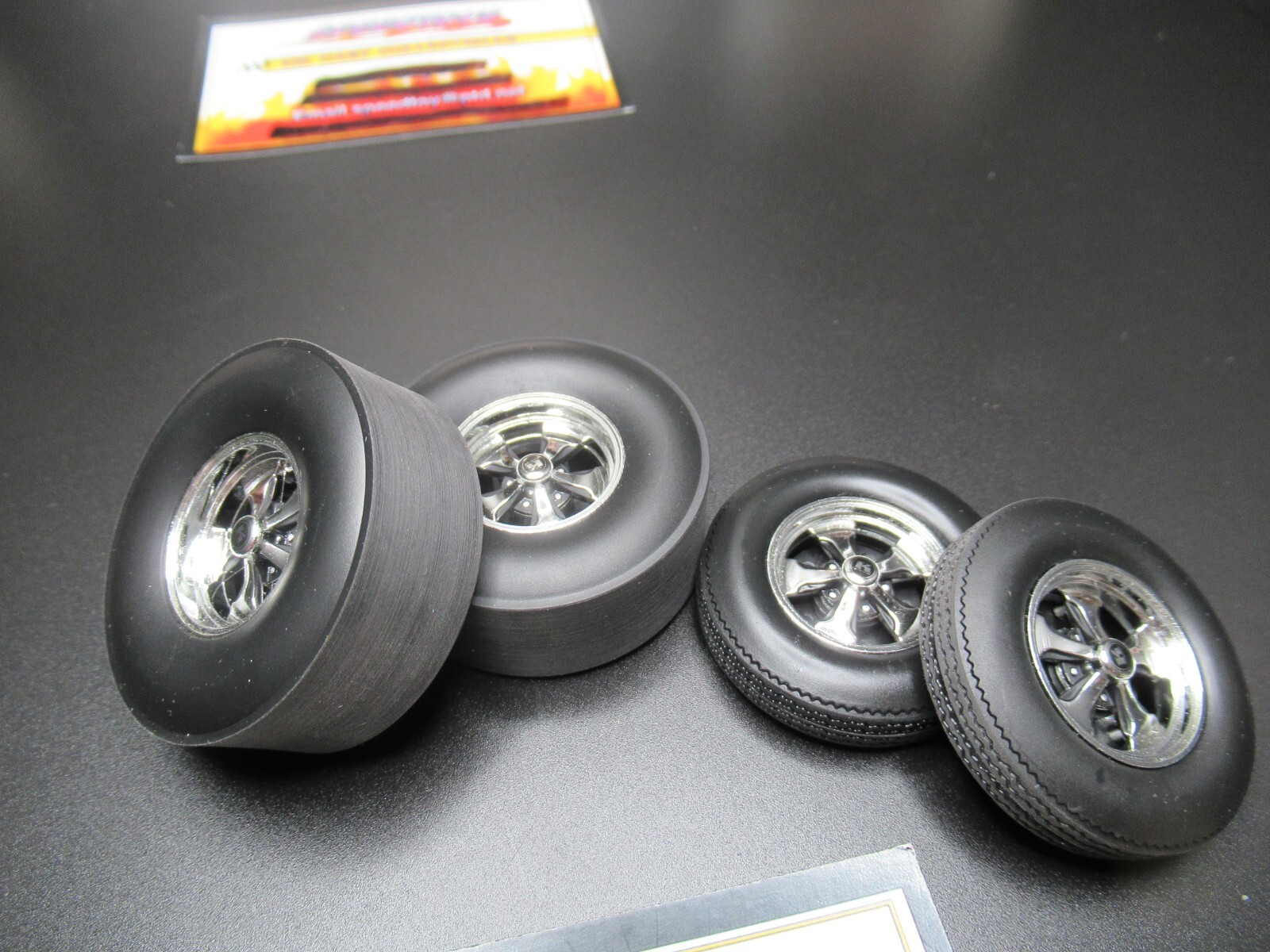 KEYSTONE DRAG RACING 1:18 WHEEL AND TIRE SET ACME A1806028W SLICK VINTAGE RACE