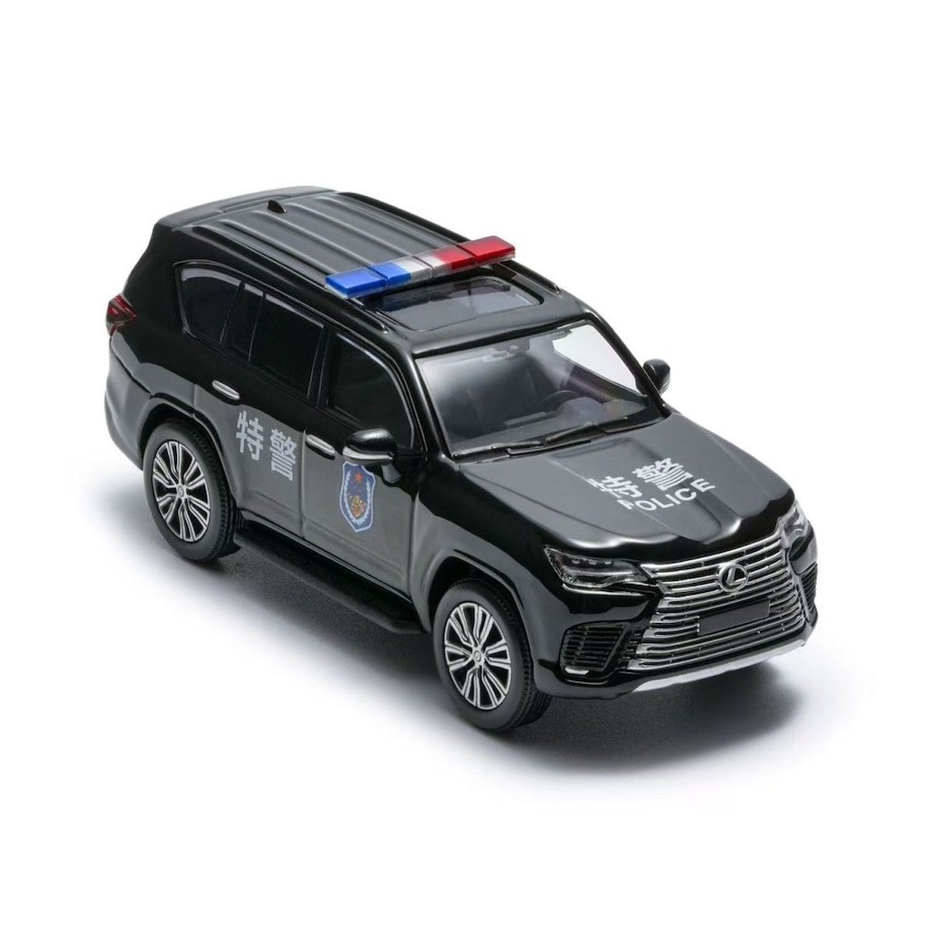 Masdi 1:64 Black Police 2022 LX600 Luxury SUV Sport Model Diecast Display Car