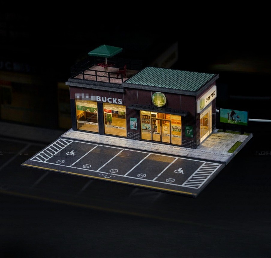 1:64 Diorama Diecast Garage Model LED Lighting Convenience Store Display Case US